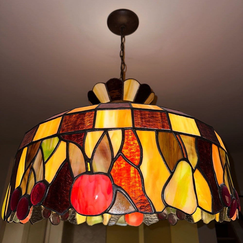 Vintage Tiffany Stained Glass Chandelier